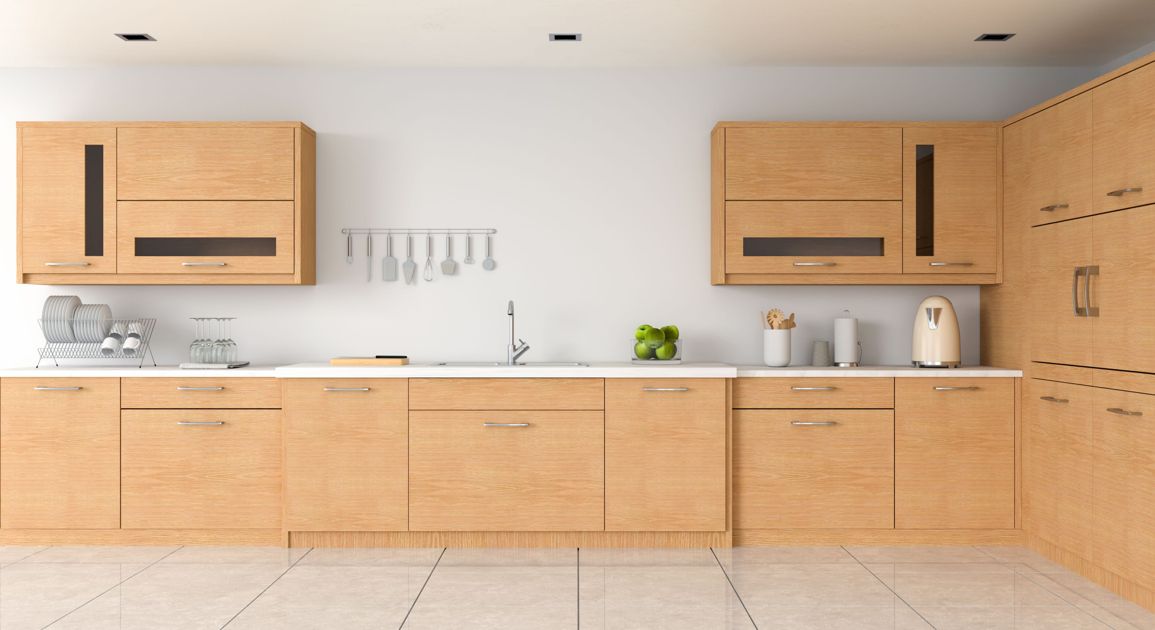 L SHAPED KITCHEN WOODEN MATT FINISH.